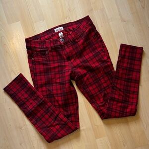 Mudd Red Plaid Skinny Jeans